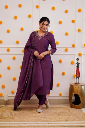 Latest Trending Roman Silk Kurti Pant With Dupatta Wholesaler