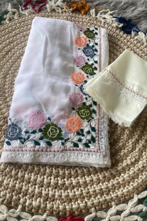 Festival Wear Georgette Silk With Multi Color Embroidery