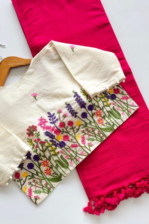 Latest Handloom Cotton With Work Blouse And Saree