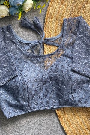 Premium Quality Pure Nylon With Embroidery Sequence Work Readymade Blouse