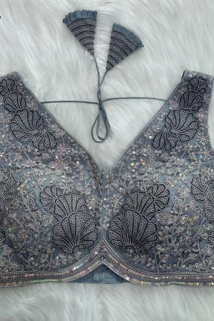 Elegant Heavy Net With Hand Work Blouse