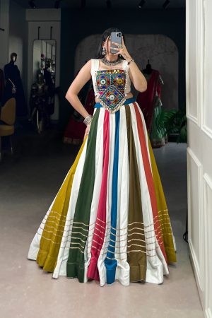 Navratri Special Pure Rayon Mirror Gamthi Work Lehenga Choli