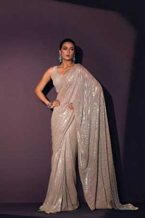 Party Wear Georgette With Sequins Work Saree