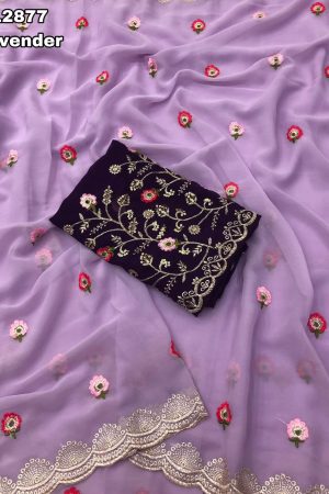 Beautiful Georgette With Multi Floral Embroidery Design Work