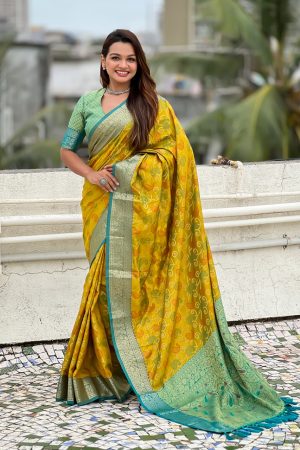 Elegant Patola Silk With Meenakari Bandhani Weaves Sarees