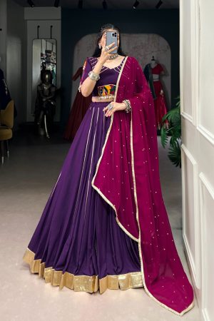 Pure Rayon With Gotta Patti And Mirror Gamthi Work Navratri Lehenga Choli