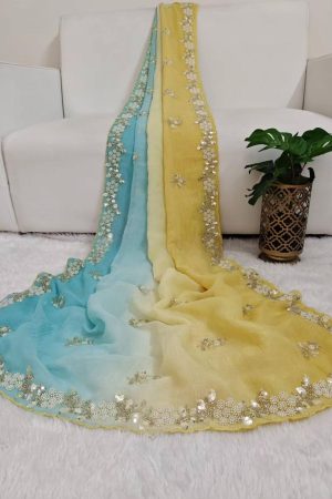 Hot Selling Premium Pixel Crush With Moti and Sequins Work Saree