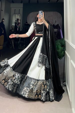 Navratri Pure Rayon With Printed And Mirror Work Lehenga Choli