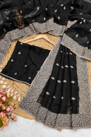 Premium Soft Crunchy With Cutwork And Embroidery Saree
