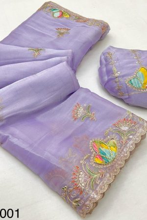 Heavy Tissue With Hand Worked Based Border Saree