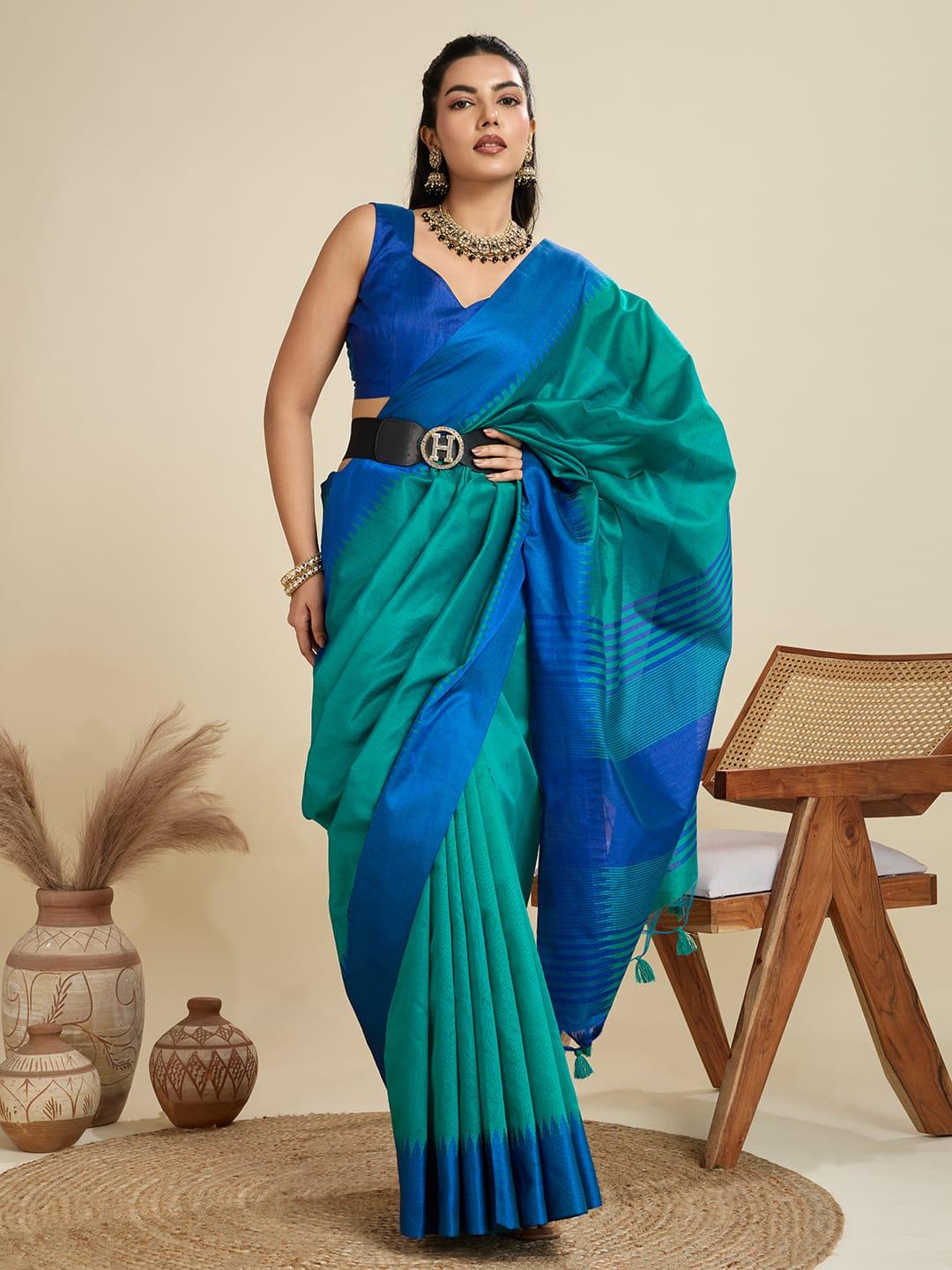 High On Demand Khadi Raw Silk With Weaving Silk Saree - Image 17