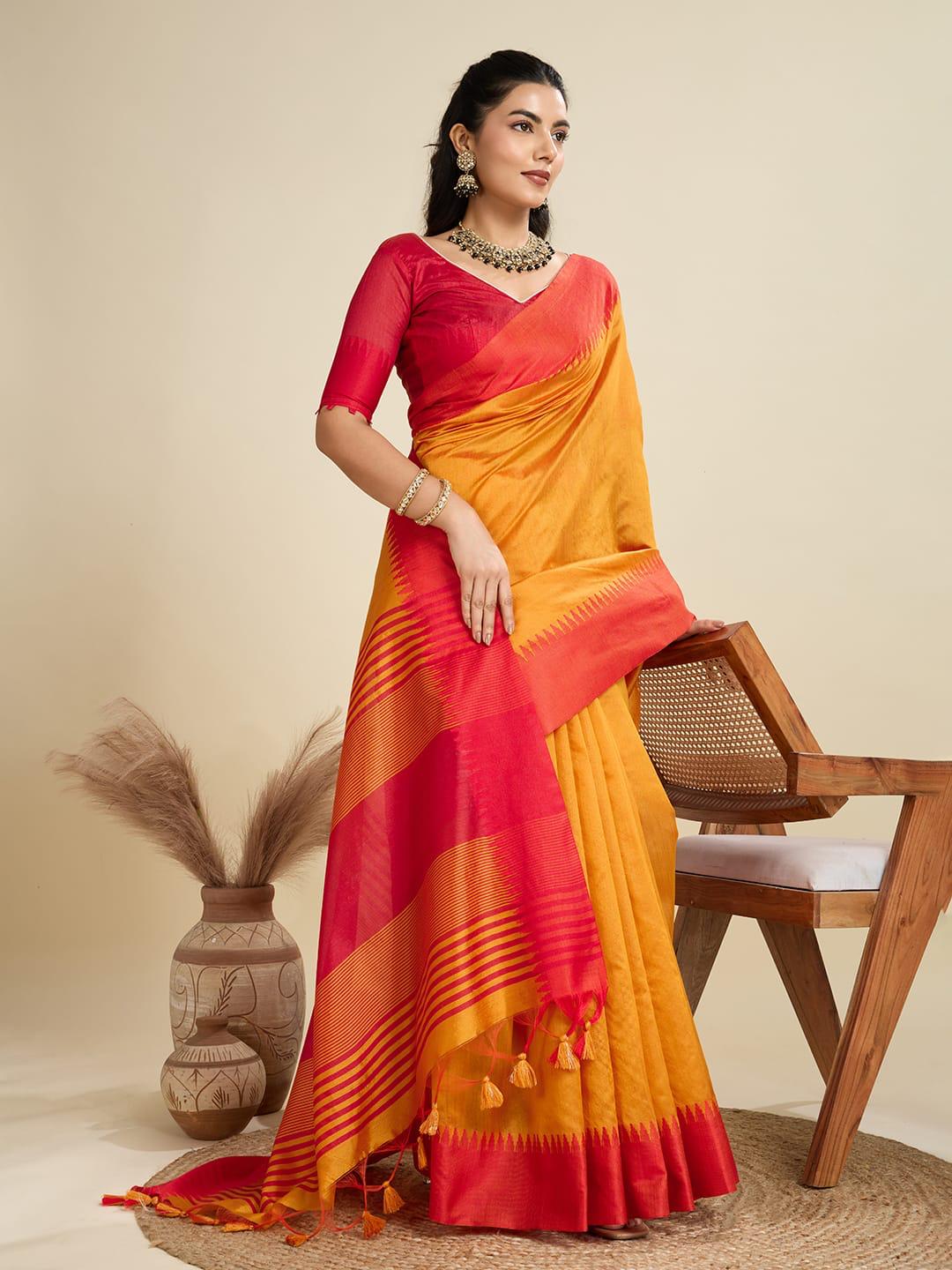 High On Demand Khadi Raw Silk With Weaving Silk Saree - Image 18