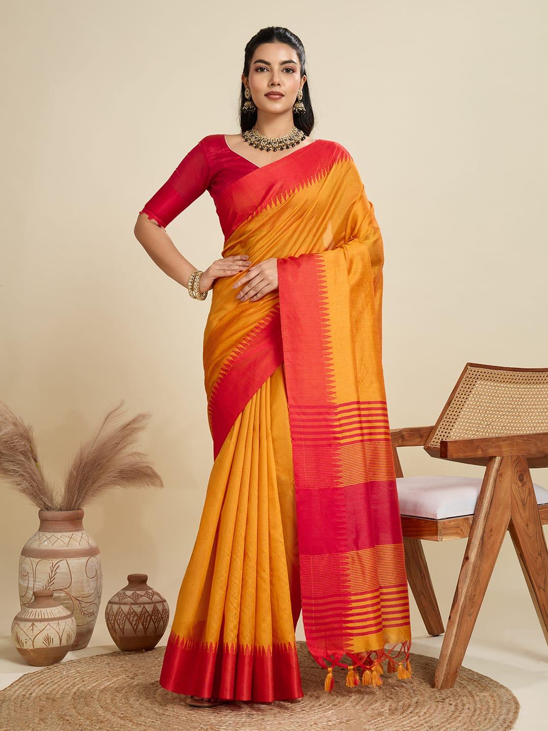 High On Demand Khadi Raw Silk With Weaving Silk Saree - Image 19