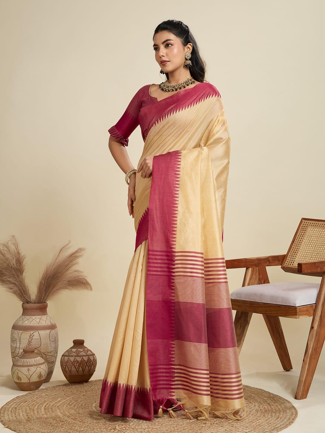 High On Demand Khadi Raw Silk With Weaving Silk Saree - Image 29