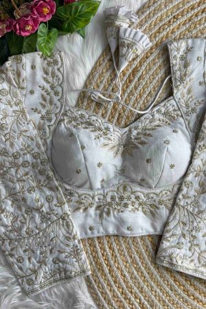 Attractive Heavy Pure Vichitra Silk With Embroidery  Blouse