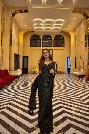 Elegant Georgette With Sequins Embroidery Saree