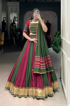 Traditional Pure Rayon With Gotta Patti And Paper Mirror Work Lehenga Choli