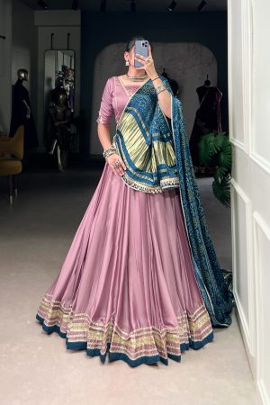 Navratri Collection Silk Georgette With Mirror Lace Lehenga Choli