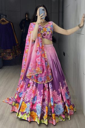 Fashionable Soft Chinon With Floral Print Lehenga Choli