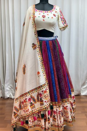 Navratri Special Musli With Multi Thread And Mirror Work Lehenga Choli