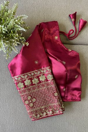 Attractive Semi Gaji Silk With Zari And Sequins Embroidery Blouse