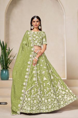 Top Quality Soft Crush Fill Organza With Embroidery Lehenga Choli