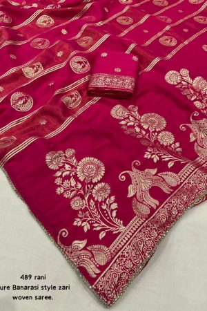 Occasional Wear Chanderi Silk With Zari Weaving Saree