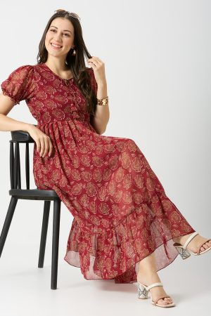 Party Wear Georgette Printed Long Maxi Dress