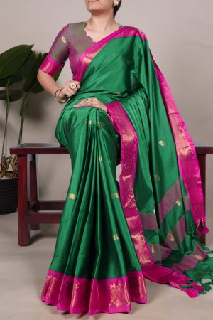 Festival Wear Cotton Silk With Weaving Work Saree