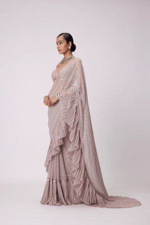 Latest Exclusive Faux Georgette With Sequins Embroidery Saree