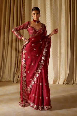 Designer Heavy Faux Georgette With Embroidery Multi Sequins Work Saree