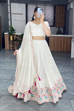 Premium Collection Faux Gorgette With Sequence And Embroidery Lehenga Choli