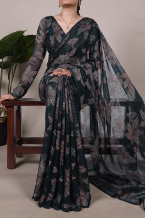 Hot Selling Lurex Brasso With Floral Viscose Brasso Saree