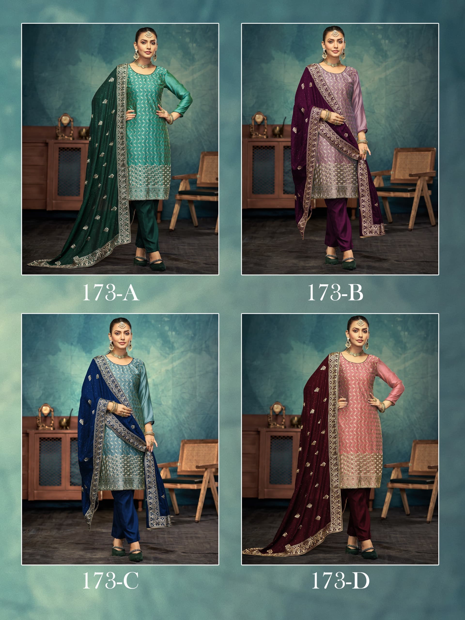 Premium Quality Vichitra With Daimond And Embrodery Work Salwar Suit - Image 3