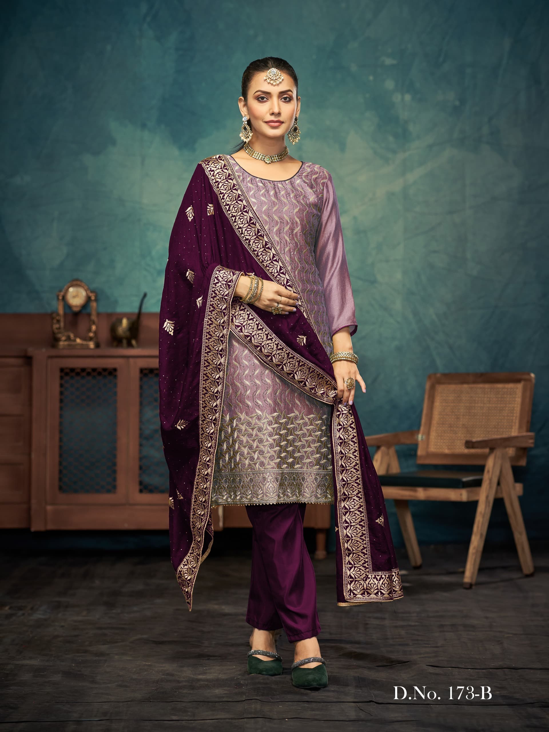 Premium Quality Vichitra With Daimond And Embrodery Work Salwar Suit - Image 10