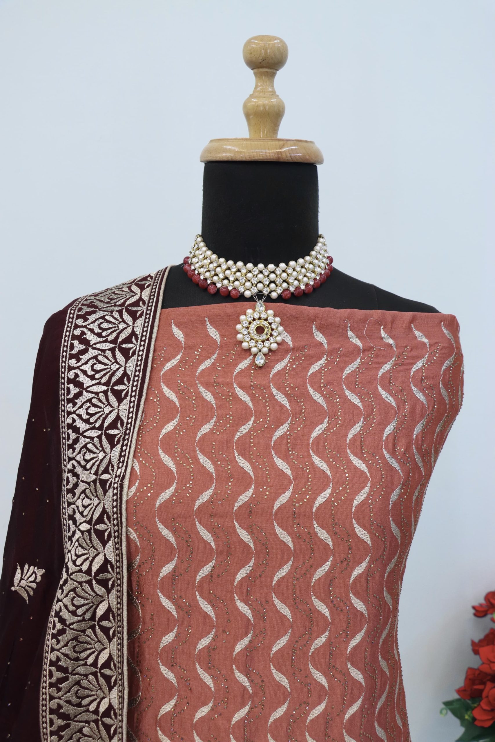 Premium Quality Vichitra With Daimond And Embrodery Work Salwar Suit - Image 14