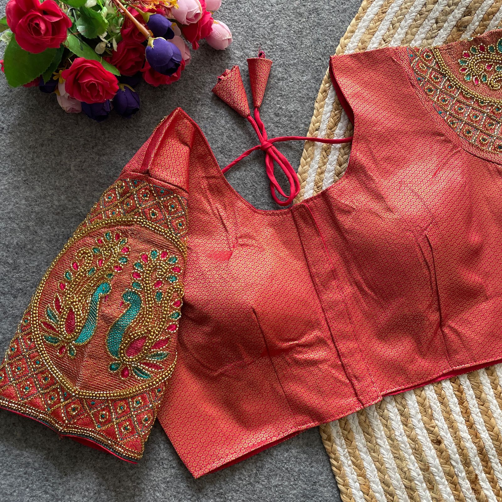 Premium Collection Banarasi Jecquard Silk With Hand Work And Thread Work Blouse