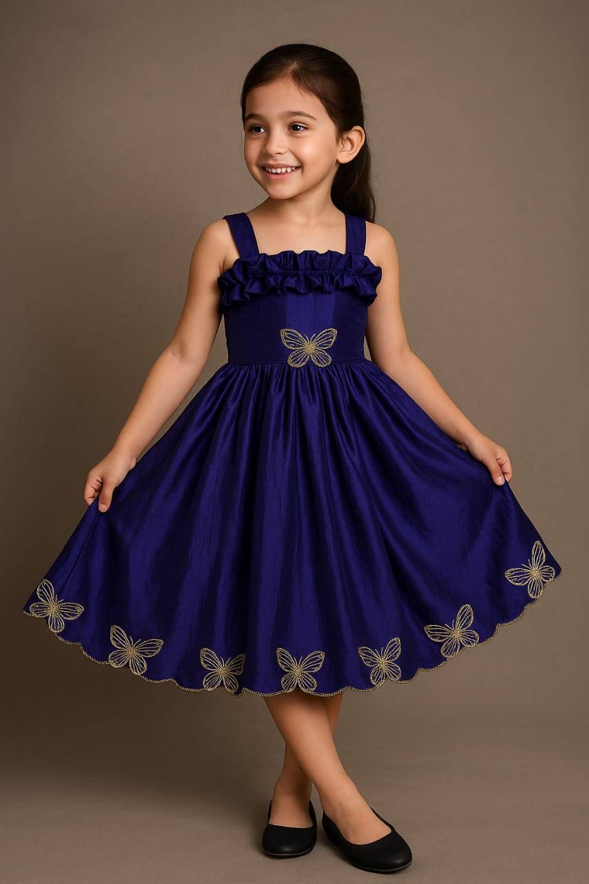 Beautiful Soft Silk With Diamond Work Kids Frock