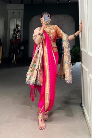 Festival Wear Jacquard Silk With Paithani Zari Weaving Work Saree