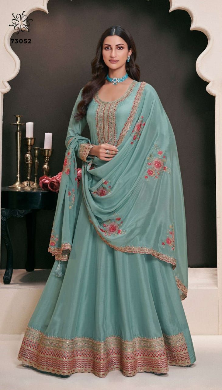 Hot Selling Moonga Silk With Zari Embroidery Salwar Suit - Image 5