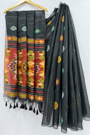 Evergreen Design Ikkat Cotton With Weaving Saree
