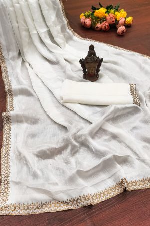 Occasional Wear Fendy Chiffon With Diamond Work Saree