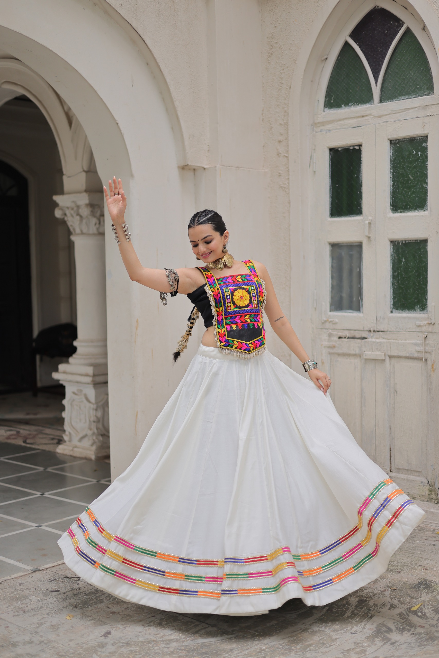 Navratri Collection Roman With Gamthi And Mirror Work Lehenga Choli - Image 5