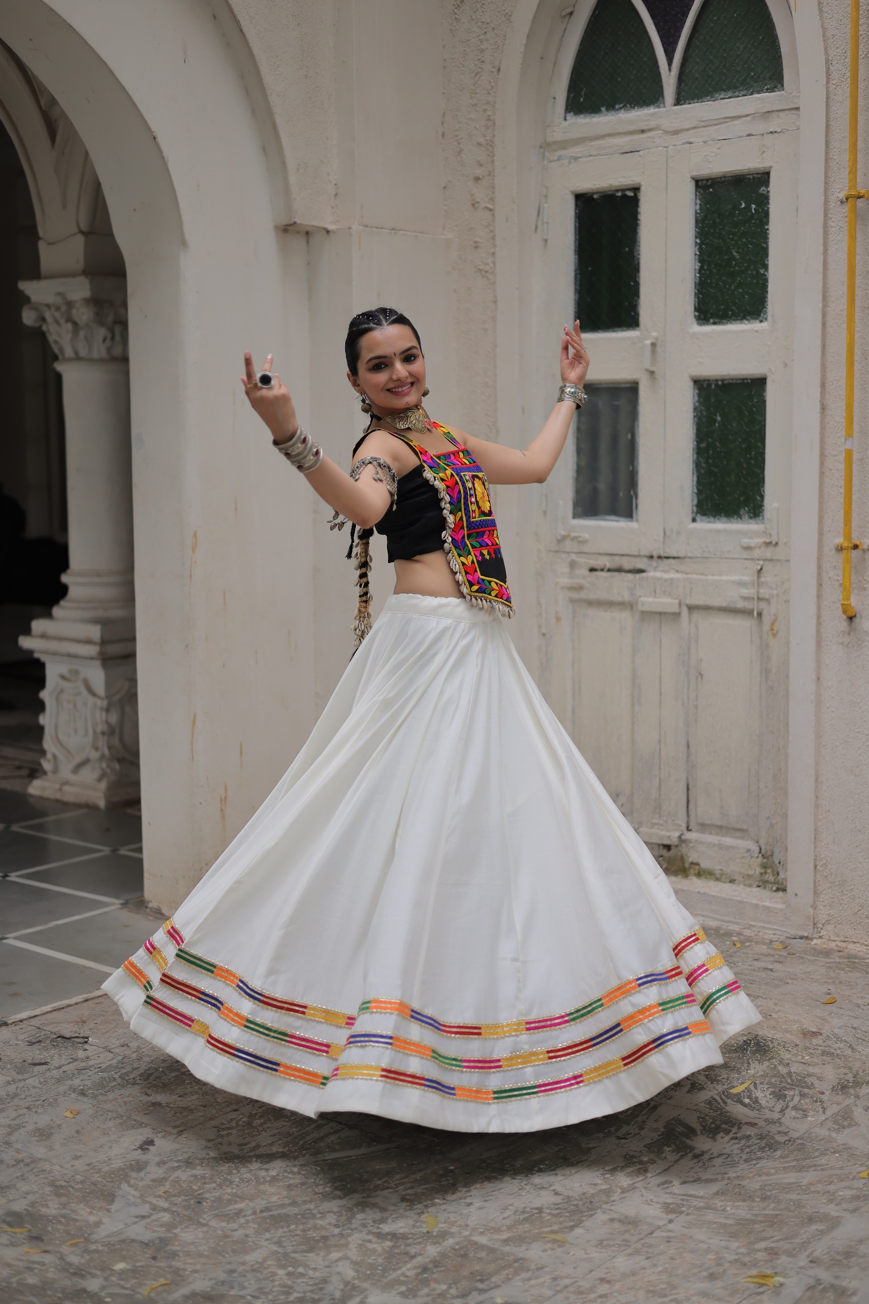 Navratri Collection Roman With Gamthi And Mirror Work Lehenga Choli - Image 7