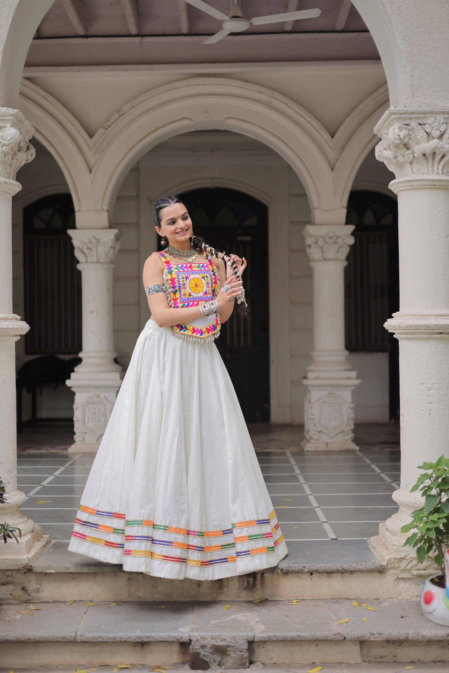 Navratri Collection Roman With Gamthi And Mirror Work Lehenga Choli - Image 15