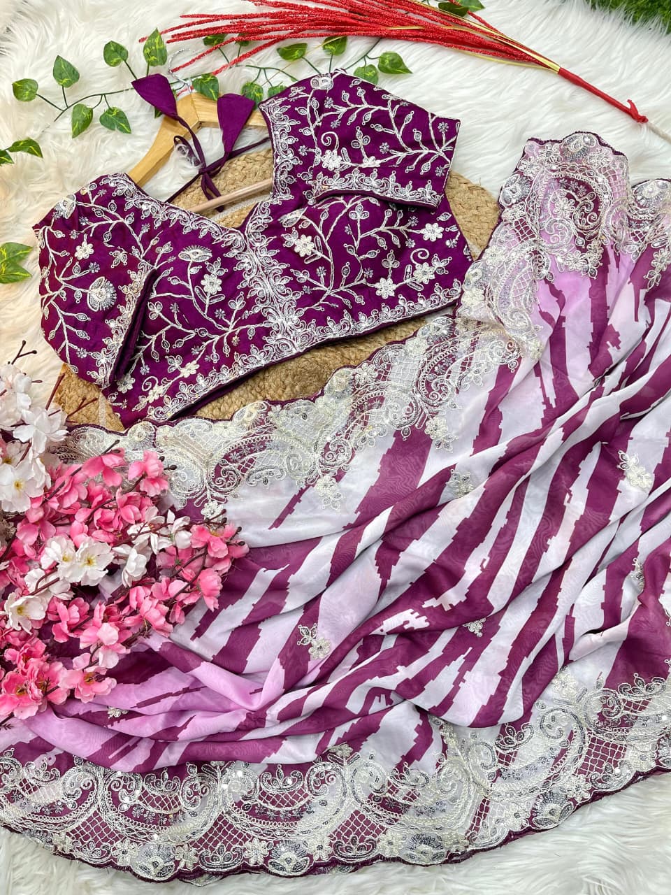 Exclusive Rangoli Silk With Lehariya Digital Prints And Embroidery Saree - Image 2