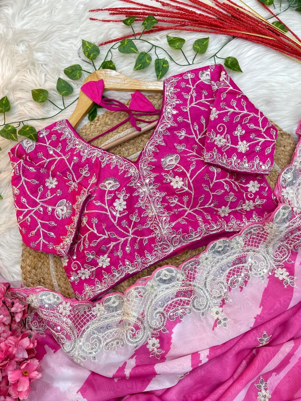 Exclusive Rangoli Silk With Lehariya Digital Prints And Embroidery Saree - Image 11