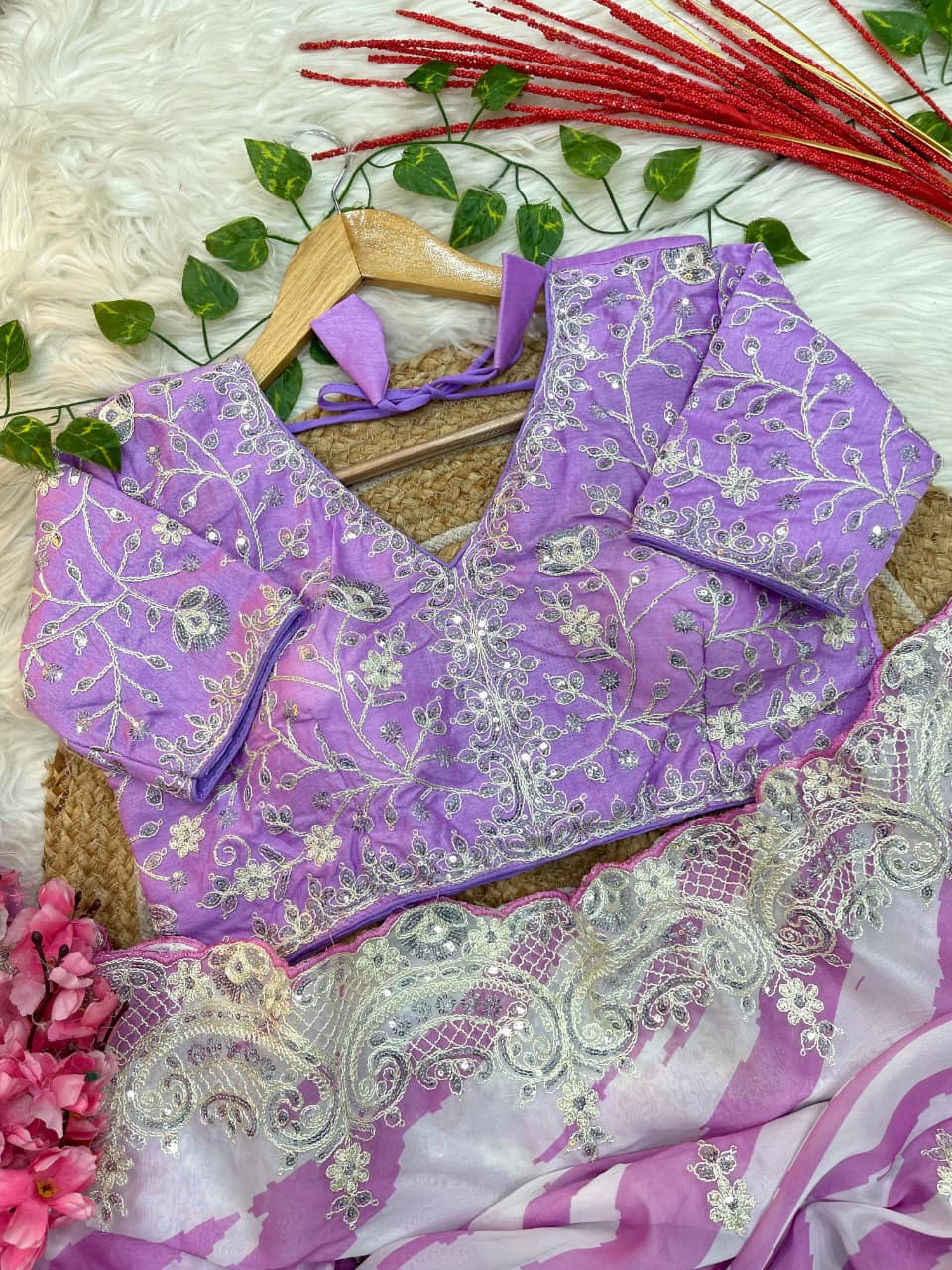 Exclusive Rangoli Silk With Lehariya Digital Prints And Embroidery Saree - Image 12