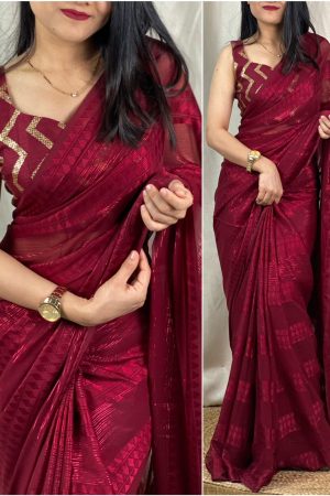Designer Georgette With Zari Weaving Saree