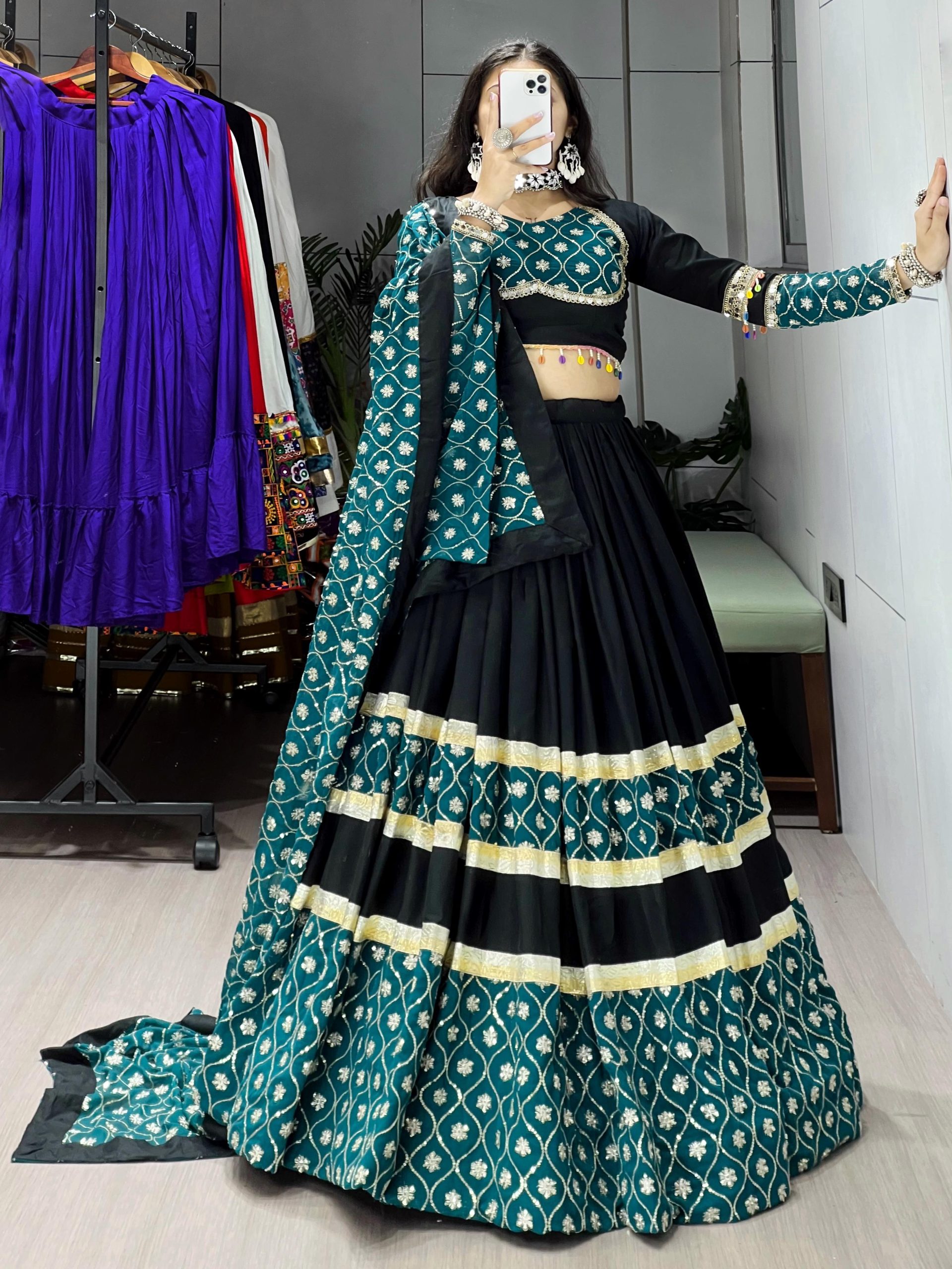 Hot Selling Rayon With Sequins Embroidery Lehenga Choli - Image 4